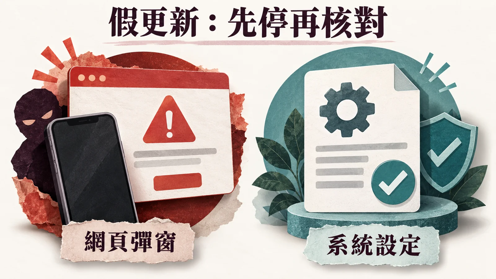 網頁彈窗與系統設定的雙欄假更新風險插圖