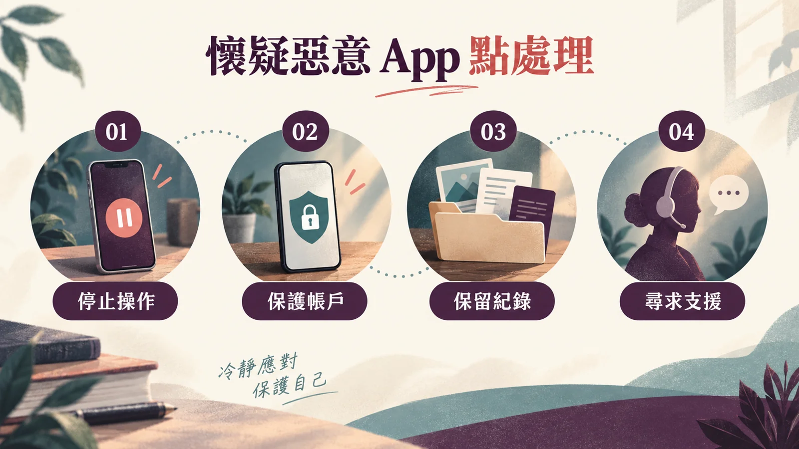 惡意 App 事故處理四項提示：停止操作、保護帳戶、保留紀錄及尋求支援
