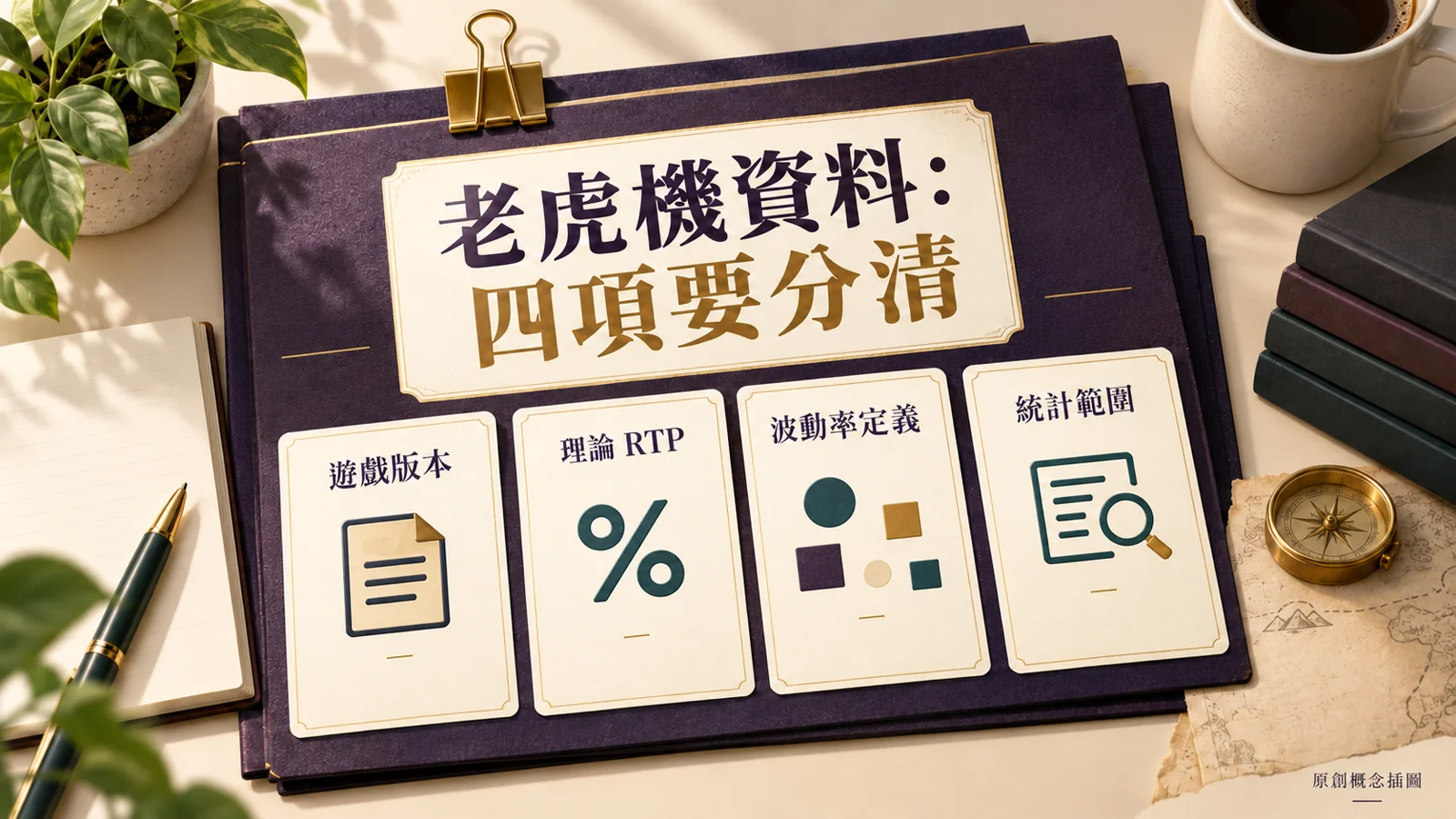 文件卡列出老虎機版本、理論 RTP、波動率定義及統計範圍四項資料