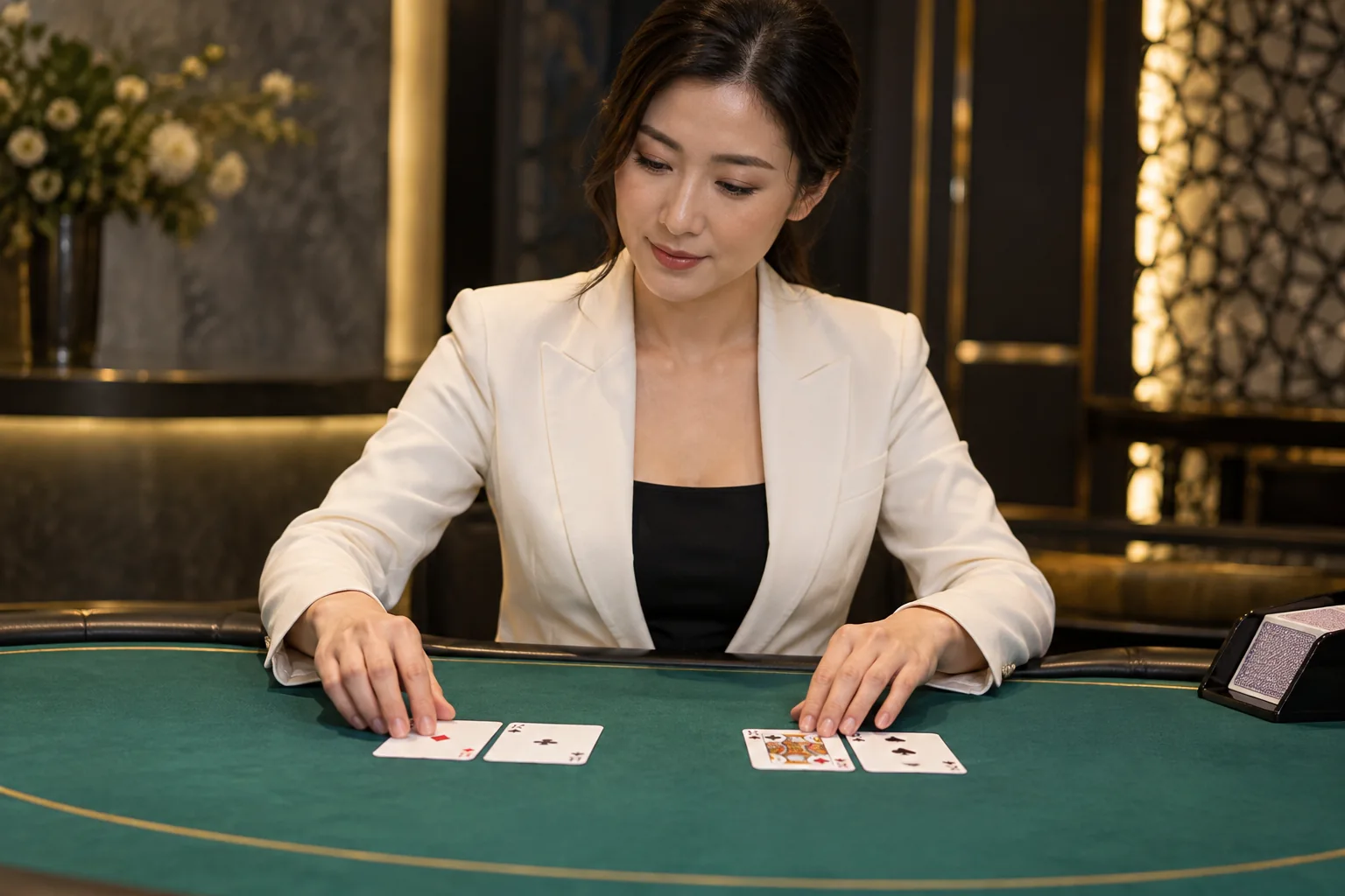 百家樂規則示意：分開觀察兩組牌面。